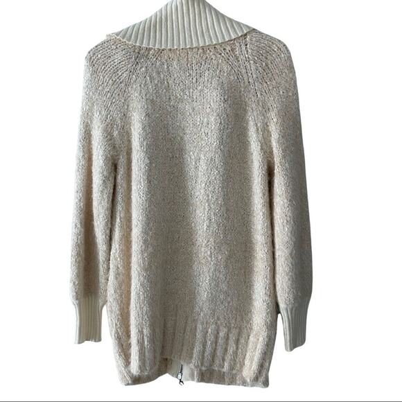 Anthropologie Furry Knit Zip Cardigan Sweater Jacket Ivory Small - Picture 8 of 8